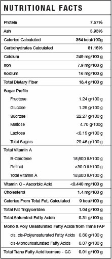 Sweet Potato Powder - Nutritional Information - Mayer Brothers Ingredients